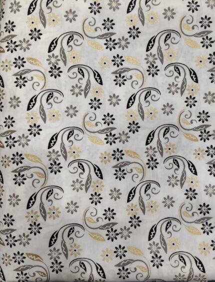 Pyor Cotton Black And Gold Print 2 Mtr Set Best Cotton Cloths In Porbandar